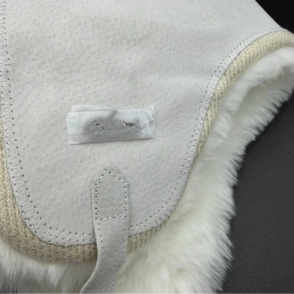 Unisex NWT Screamer Trapper Aviator Hat White Fur Winter Warm Leather Ski Snow - Picture 7 of 10